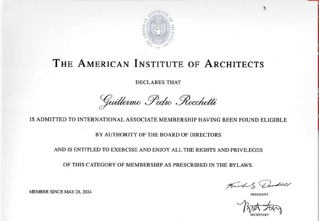 Certificato di membership associata internazionale, American Institute of Architects