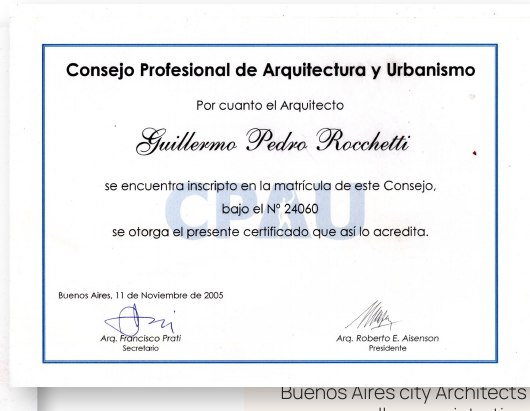 Certificado de matrícula profesional CPAU