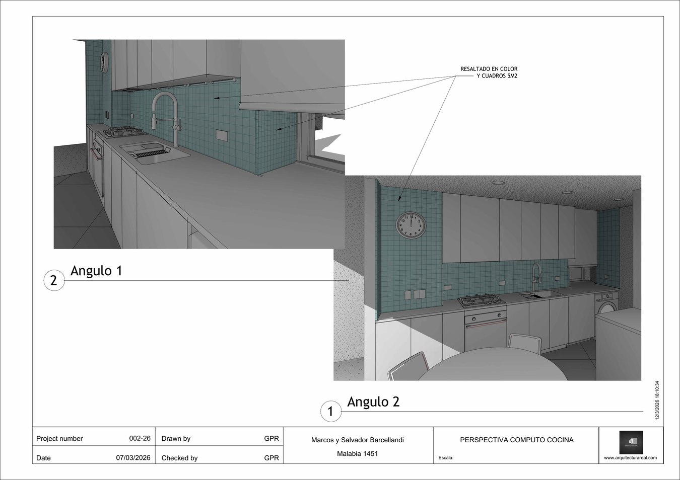 Perspectiva del revestimiento de cocina